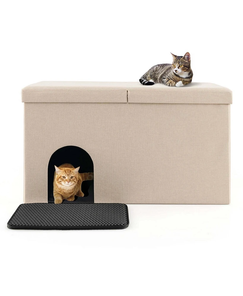 Cat Litter Box Enclosure Hidden Furniture Washroom Shoe Storage Bench