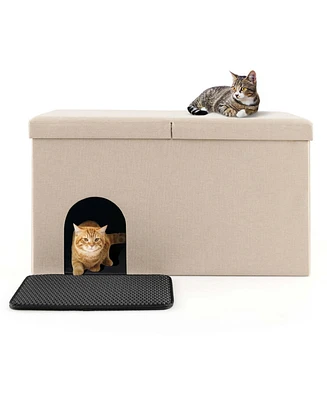 Cat Litter Box Enclosure Hidden Furniture Washroom Shoe Storage Bench