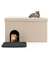 Cat Litter Box Enclosure Hidden Furniture Washroom Shoe Storage Bench