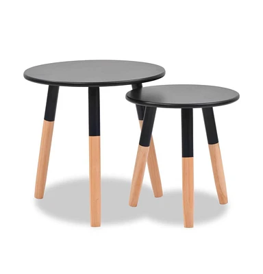 vidaXL Side Table Set 2 Pieces Solid Pinewood Black