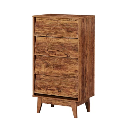 4 Drawer Double Dresser Features Vintage-Style And Bevel Design