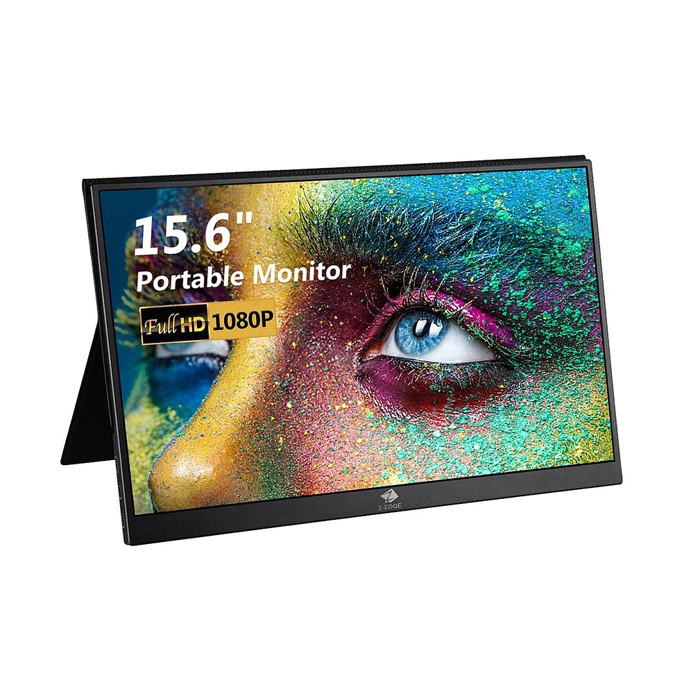 Z-edge Ultra1 15.6" 1080P Fhd Ips Portable Monitor, with TypeC Hdmi Port, Built-in Speakers, Secondary Display for Desktop/Phone/Laptop/Nintendo/