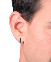 Men's Black Diamond Double Row Huggie Hoop Earrings (1/3 ct. t.w.) 14k Gold-plated Sterling Silver or Rhodium-plated Silver, 1/2"
