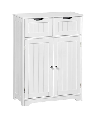 kleankin Bathroom Storage Cabinet with 2 Drawers & Adjustable Shelf,