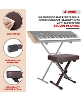 5 Core Keyboard Bench 3" Padded Cushioned Piano Stool Height Adjustable Guitar Seat Folding Portable