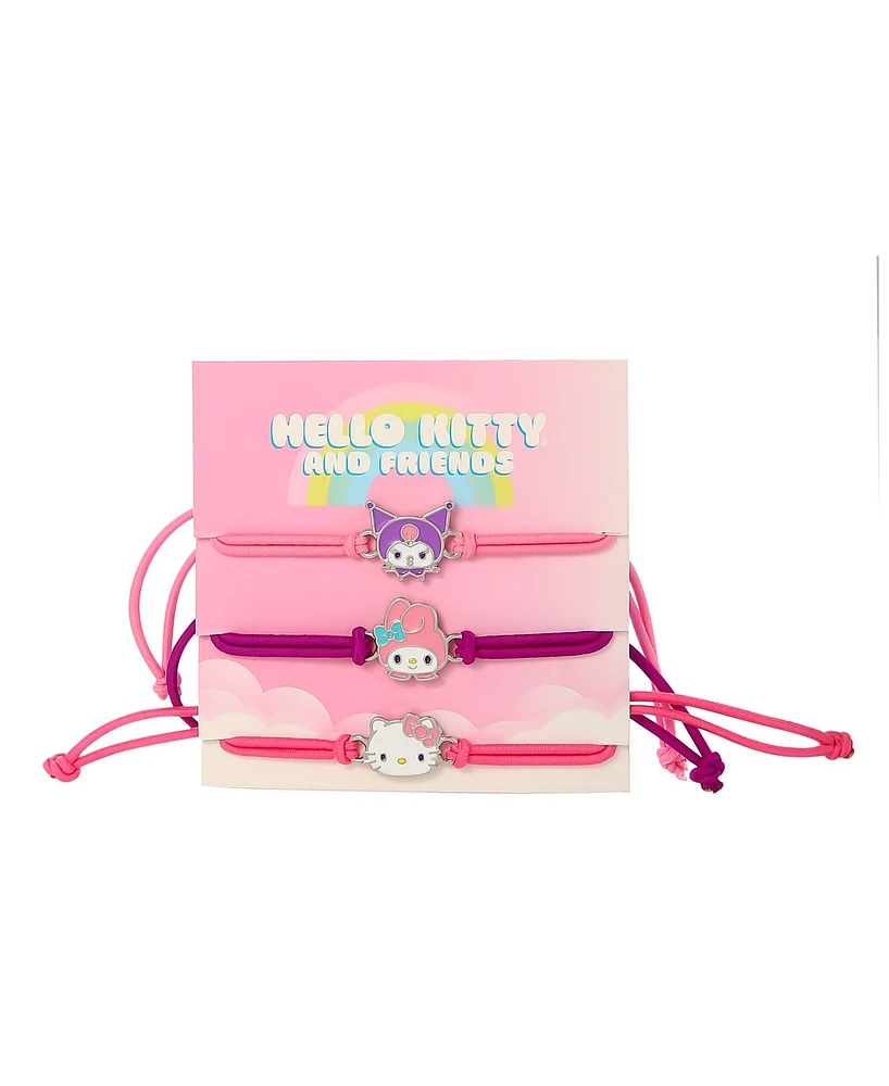 Hello Kitty Sanrio Cord Bracelet 3 Piece Set with Kuromi, My Melody