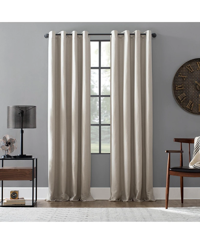 Linen Blend Blackout Grommet Top Curtain