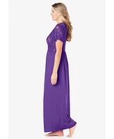 Amoureuse Women's Plus Long Lace Top Stretch Knit Gown