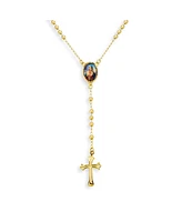 Bling Jewelry Catholic Christian Prayer Rosario Cross Catholic Virgin Mother Mary Rosary Beads Necklace 18K Gold Plated Brass