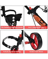 Foldable 3 Wheel Push Pull Golf Club Cart Trolley