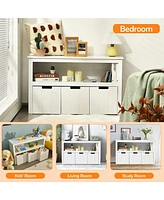 Kid Toy Storage Cabinet 3 Drawer Chest w/Wheels Large Storage Cube Shelf