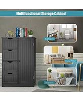 4 Drawer Freestanding Bathroom Floor Cabinet Adjustable Storage Cupboard