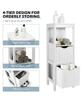 Bathroom Floor Cabinet Freestanding Side Storage Organizer w/2 Removable Drawers