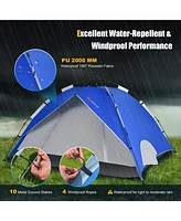 4 Person Instant Pop-up Camping Tent 2-in-1 Double-Layer Waterproof Tent
