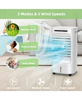 4-in-1 Evaporative Air Cooler Portable Humidifier with Timer, 3 Modes & Speeds
