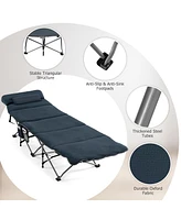 Folding Retractable Travel Camping Cot w/Removable Mattress & Carry Bag