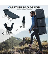Folding Retractable Travel Camping Cot w/Removable Mattress & Carry Bag