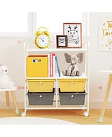 Rolling Storage Cart w/4 Drawers 2 Shelves Metal Rack Shelf Utility Organizer