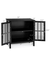Storage Buffet Cabinet Glass Door Sideboard Console Table Server