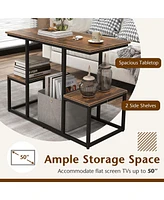 Rustic Tv Console Table for 50" TVs Industrial Sofa Table with Open Storage Shelves