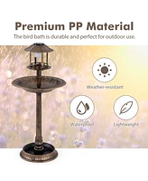 Slickblue Pedestal Bird Bath with Solar Light Feeder and Flower Planter