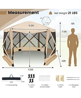 1.5 X 11.5 Ft 6-Sided Pop-up Screen House Tent With 2 Wind Panels for Camping