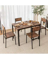 5 Piece Dining Table Set Industrial Style Kitchen Table & Chairs for 4
