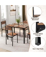 5 Piece Dining Table Set Industrial Style Kitchen Table & Chairs for 4