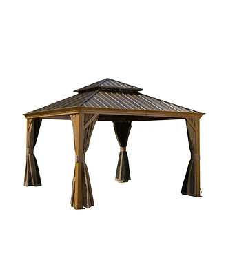 12x12 Hardtop Gazebo with Curtains and Netting