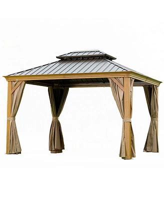 Outdoor Hardtop Gazebo with Curtains & Netting
