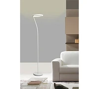 73" Tall Metal Torchiere Floor Led Lamp With Halo Design, Matte White Finish