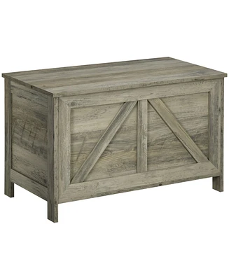 Farmhouse Storage Chest with Safety Hinge, Gray