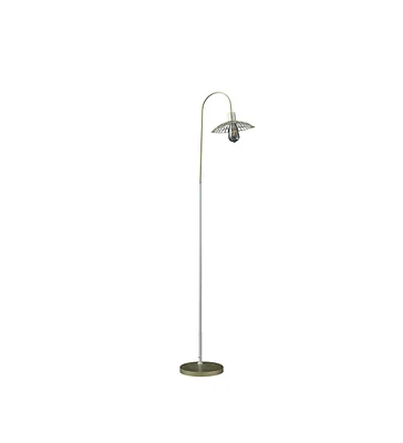 64.25" In Industrial Farm Pendant Cage Satin Matte Gold/White Metal Floor Lamp