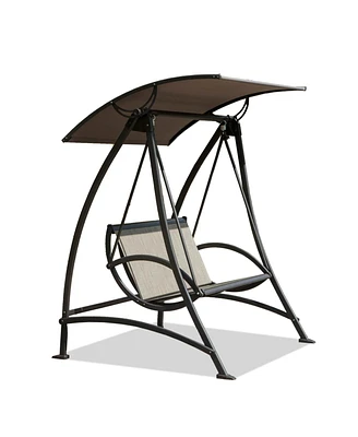 Adjustable Canopy Patio Swing with Steel Frame
