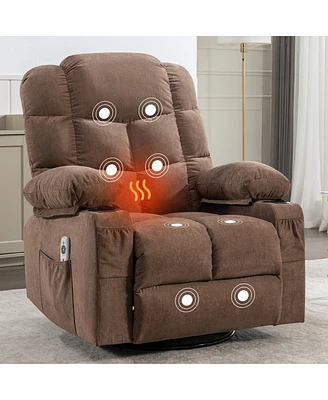 Brown Rocker Recliner Chair with Massage & Heat