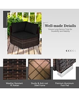 8PCS Patio Rattan Furniture Set Fire Pit Table Tank Holder Cover Deck