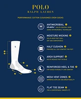 Polo Ralph Lauren Men's 6-Pk. Performance Colored Heel Toe Crew Socks