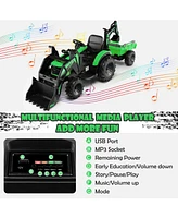 Sugift 12V 3 in 1 Kids Ride On Excavator with Shovel Bucket and Music