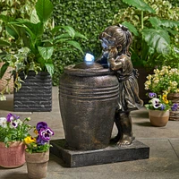Tranquil Garden Fountain with Cascading Waterfall, Led Lights, and Exquisite Detail