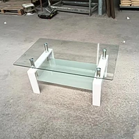 Tempered Clear Glass Coffee Table, 2Layers Coffee Table Living Room Center Table