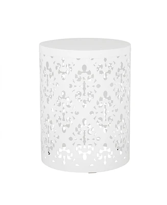 Airy Modern Side Table with Iron Cut Floral Design