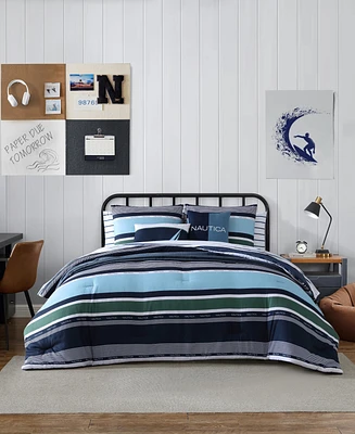 Closeout! Nautica Elliot Stripe 5 Piece Comforter Set, King