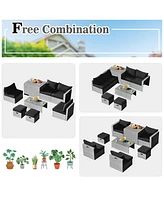 8PCS Patio Rattan Furniture Set Storage Waterproof Cover