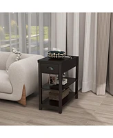Narrow Sided Table With Drawers And Bottom Partition In Flip Over Design