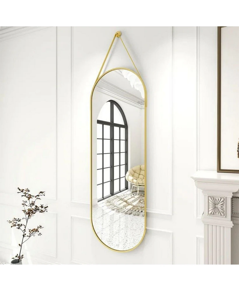 Homlux Oval Wall Mounted Mirror 16"x48" in Gold