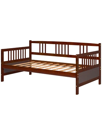 Twin Size Wooden Slats Daybed Bed with Rails