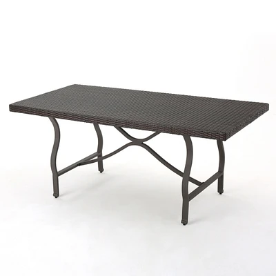 Sleek 70" Wicker Dining Table for Patio Expansions