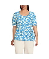 Lands' End Women's Plus Lightweight Jersey Tie Front Top