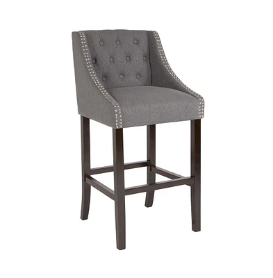 Hadleigh Upholstered Barstool 30" High Transitional Tufted Barstool With Accent Nail Trim