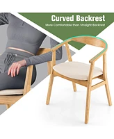 Slickblue Wicker Accent Chair with Armrest and Curved Backrest-Natural